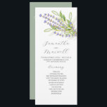 Watercolor Wedding Program Lavender Flowers Programme<br><div class="desc">These watercolor wedding programs feature purple lavender flowers. Use the template fields to add your order of service. The card reverses to a solid sage green colour. A boho chic yet botanical choice for garden weddings with a wildflower theme. Unique art and design by Victoria Grigaliunas of Do Tell A...</div>