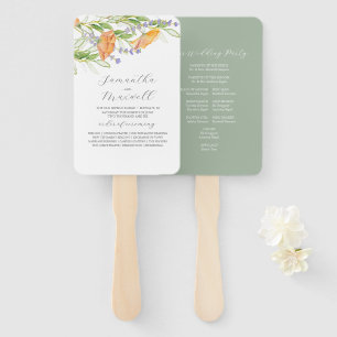 Watercolor Wedding Programs Wildflower Theme Hand Fan