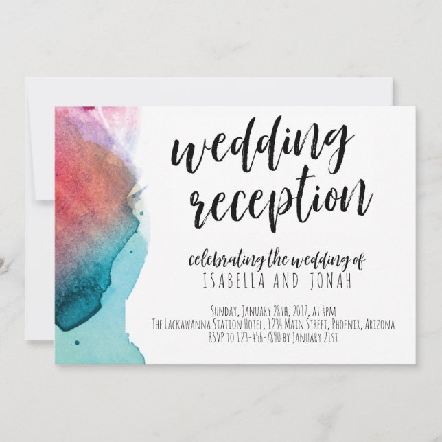 Watercolor Wedding Reception Only Invitation (Front)