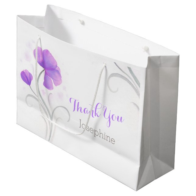 Watercolor wedding thank you personalised gift bag (Front Angled)