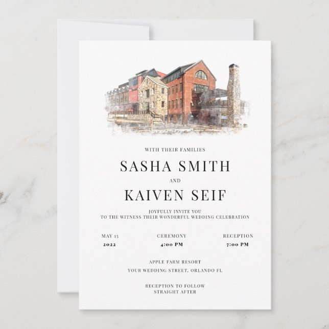 Watercolor Wedding Venue Invitation (Front)