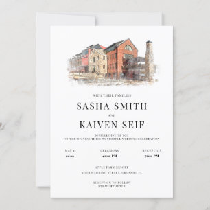 Watercolor Wedding Venue Invitation