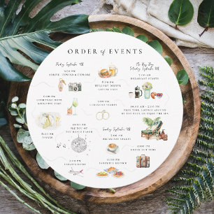 Watercolor Wedding Weekend Order of Events Invitation