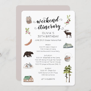 Watercolor Weekend in the Woods Itinerary Invitation