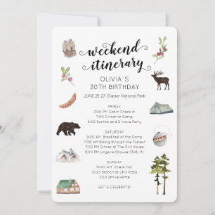 Watercolor Weekend in the Woods Itinerary Invitation