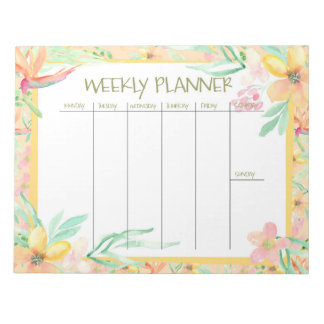 Watercolor Weekly Planner Notepad