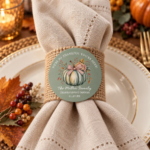 Watercolor We're so Glad You're Here Pumpkin Green Classic Round Sticker