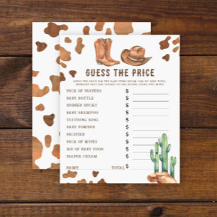 Watercolor Western Baby shower Price Guess Game