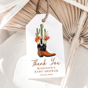 Watercolor Western Boots Baby Shower Gift Tags