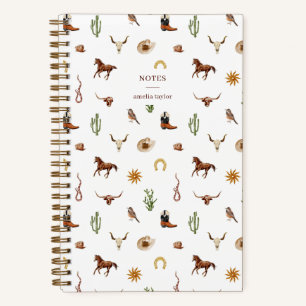 Watercolor Western Cowgirl Notes Personalized Notebook