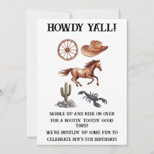 Watercolor Western Kid Art Invitation