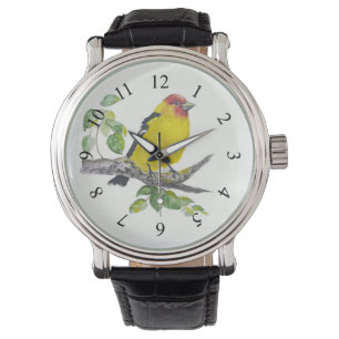 Watercolor Western Tanager Bird Birding Birdwatch Watch