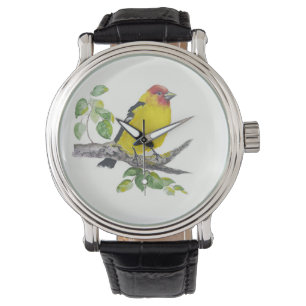 Watercolor Western Tanager Bird Birding Birdwatch Watch
