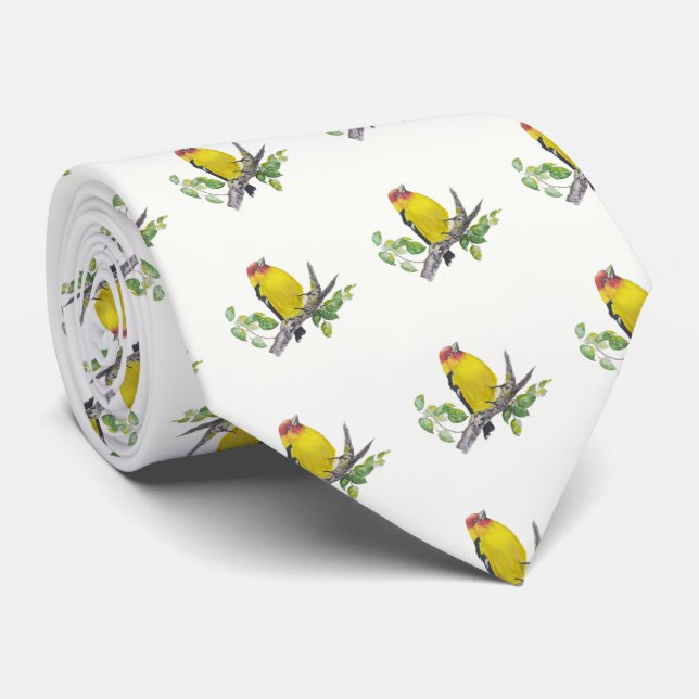 Watercolor Western Tanager Birds Nature Art Tie (Rolled)