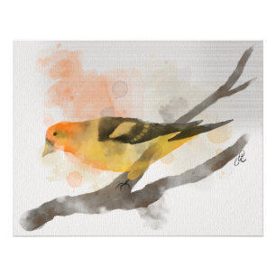 Watercolor Western Tanager Yellow Bird Branch Photo Print