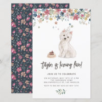 Watercolor Westie Dog Birthday Invitation