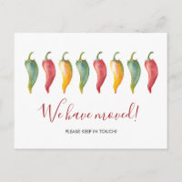 Watercolor We've Moved Chilli Pepper Postcard