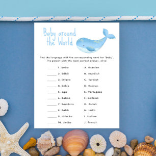 Watercolor whale - baby around the world game