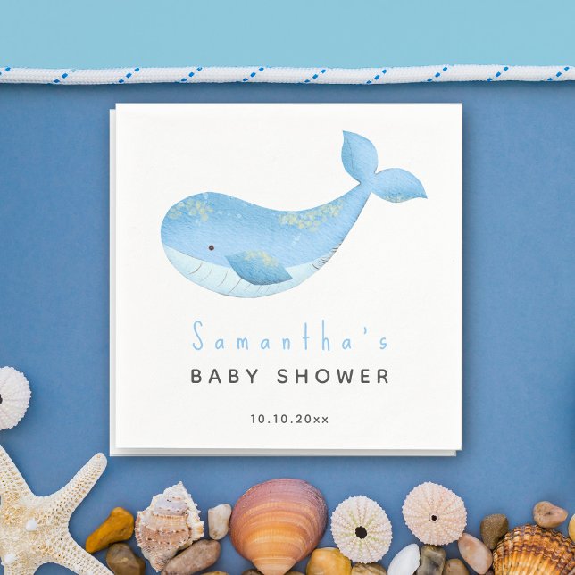 Watercolor whale baby shower napkin (Creator Uploaded)