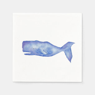 Watercolor whale cocktail, napkins