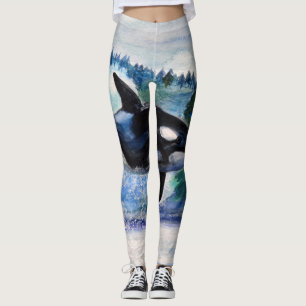 Watercolor Whale Custom Leggings