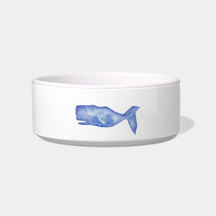 Watercolor whale dog bowl
