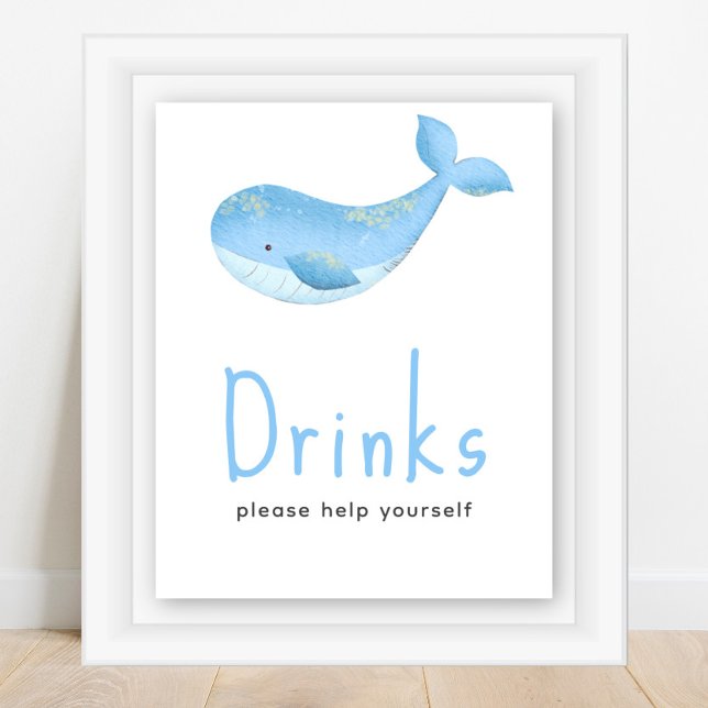 Watercolor whale - Drinks Poster (Creator Uploaded)