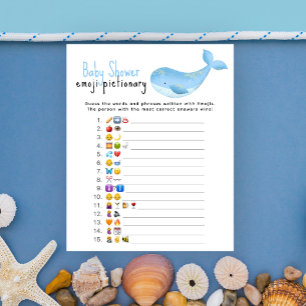 Watercolor whale - Emoji picture game baby shower