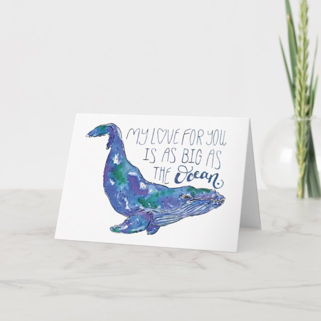 Watercolor Whale - Love as Big as The Ocean Card (Front)