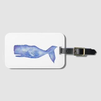 Watercolor Whale Luggage Tag