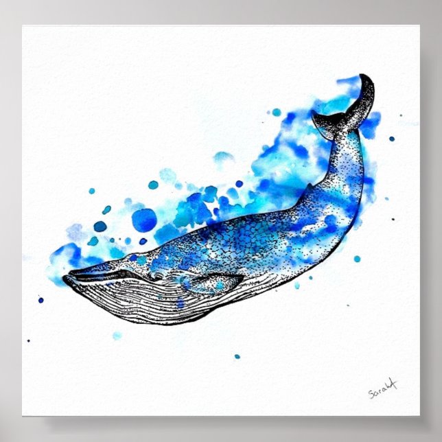 Watercolor Whale Poster (Front)