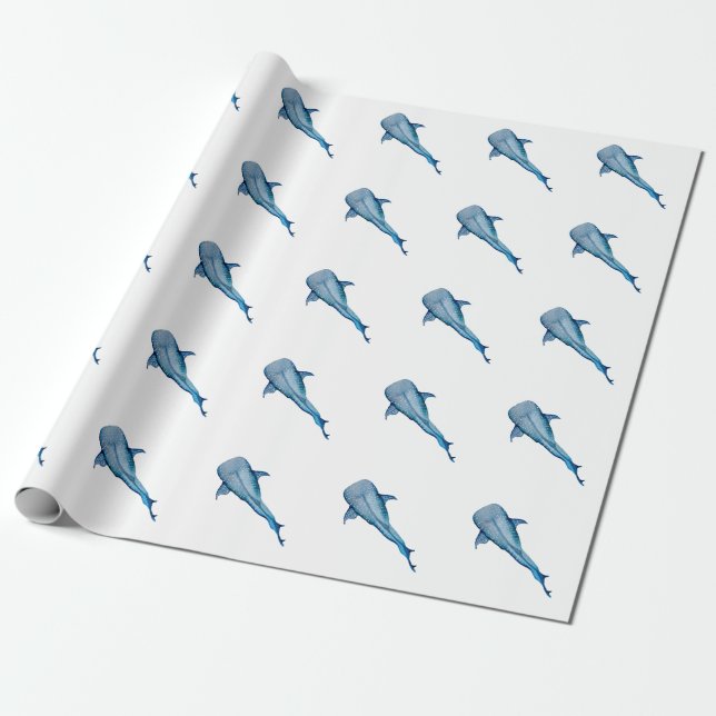 Watercolor whale shark classic wrapping paper (Unrolled)