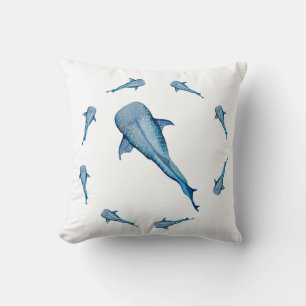 Watercolor whale shark cushion
