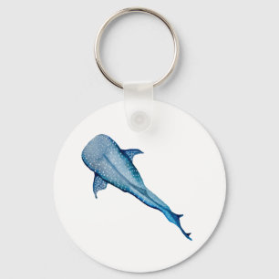 Watercolor whale shark key ring