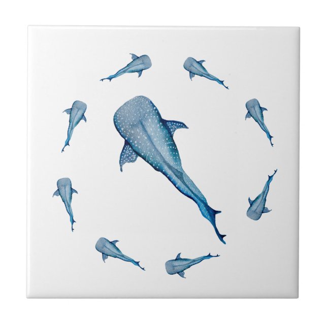 Watercolor whale shark tile (Front)
