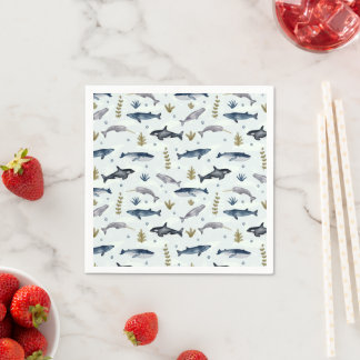 Watercolor Whale Story Napkin