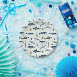 Watercolor Whale Story Paper Plate