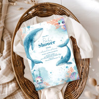 Watercolor Whale Under the Sea  Baby Shower