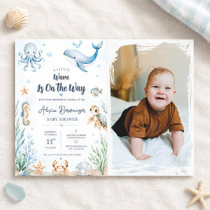 Watercolor Whale Under the Sea Baby Shower Invitation