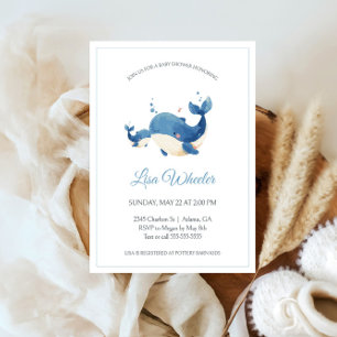 Watercolor Whale Under the Sea Baby Shower  Invitation