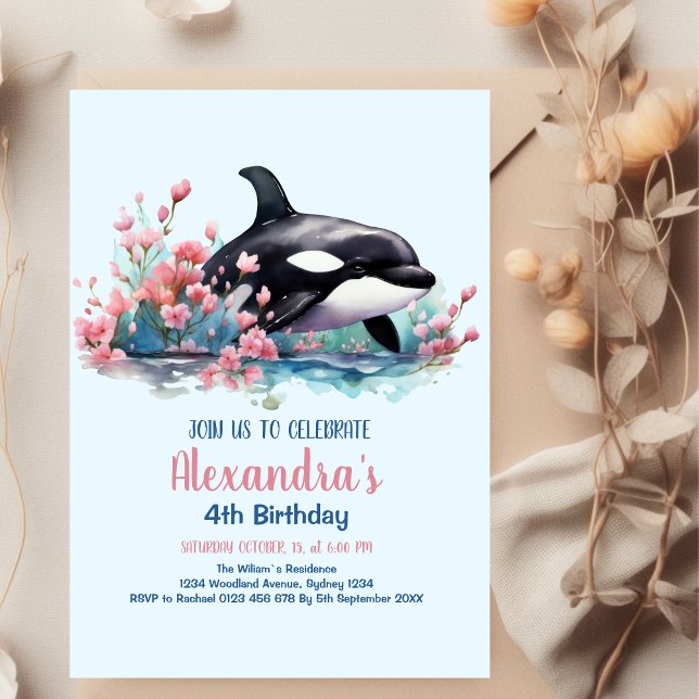 Watercolor Whale Under the Sea Birthday Invitation (Creator Uploaded)