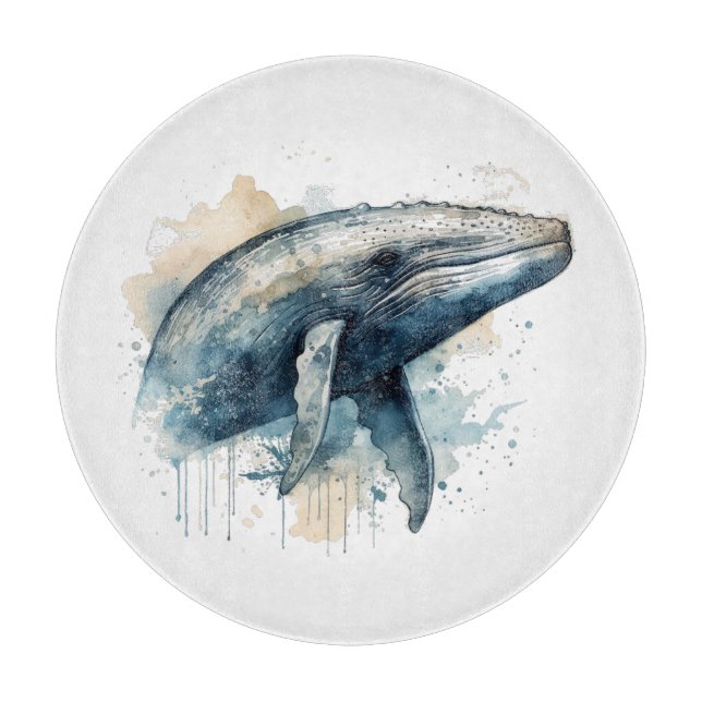 Watercolor Whale Wonder Cutting Board (Front)