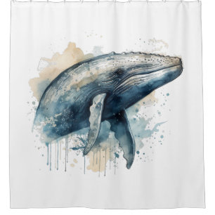 Watercolor Whale Wonder Shower Curtain