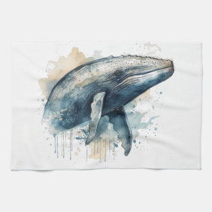Watercolor Whale Wonder Tea Towel