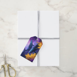 Watercolor Whales Abstract Ocean Garden Gift Tags