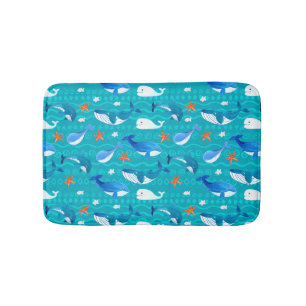Watercolor Whales Bath Mat