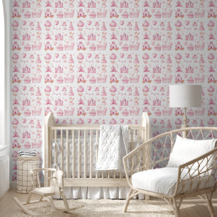 Watercolor Whimsical Baby Girl Seamless Nursery Wallpaper