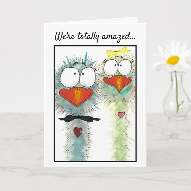Watercolor Whimsical Birds Birthday Card (Small Plant)