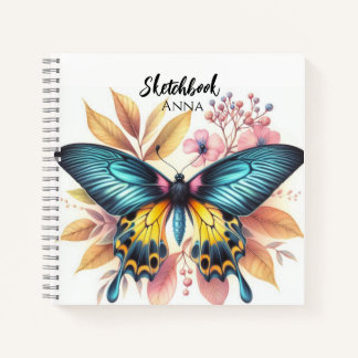 Watercolor Whimsical Butterfly Sketchbook Notebook