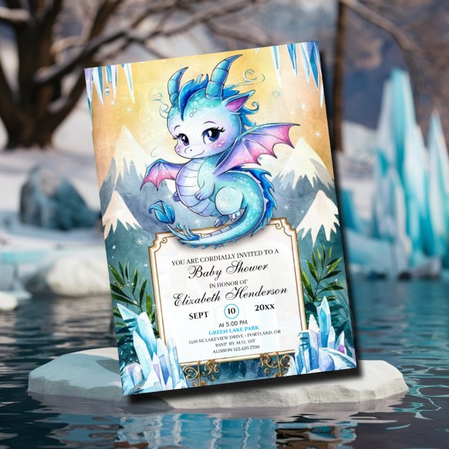 Watercolor Whimsical Dragon Baby Shower Invitation (Creator Uploaded)